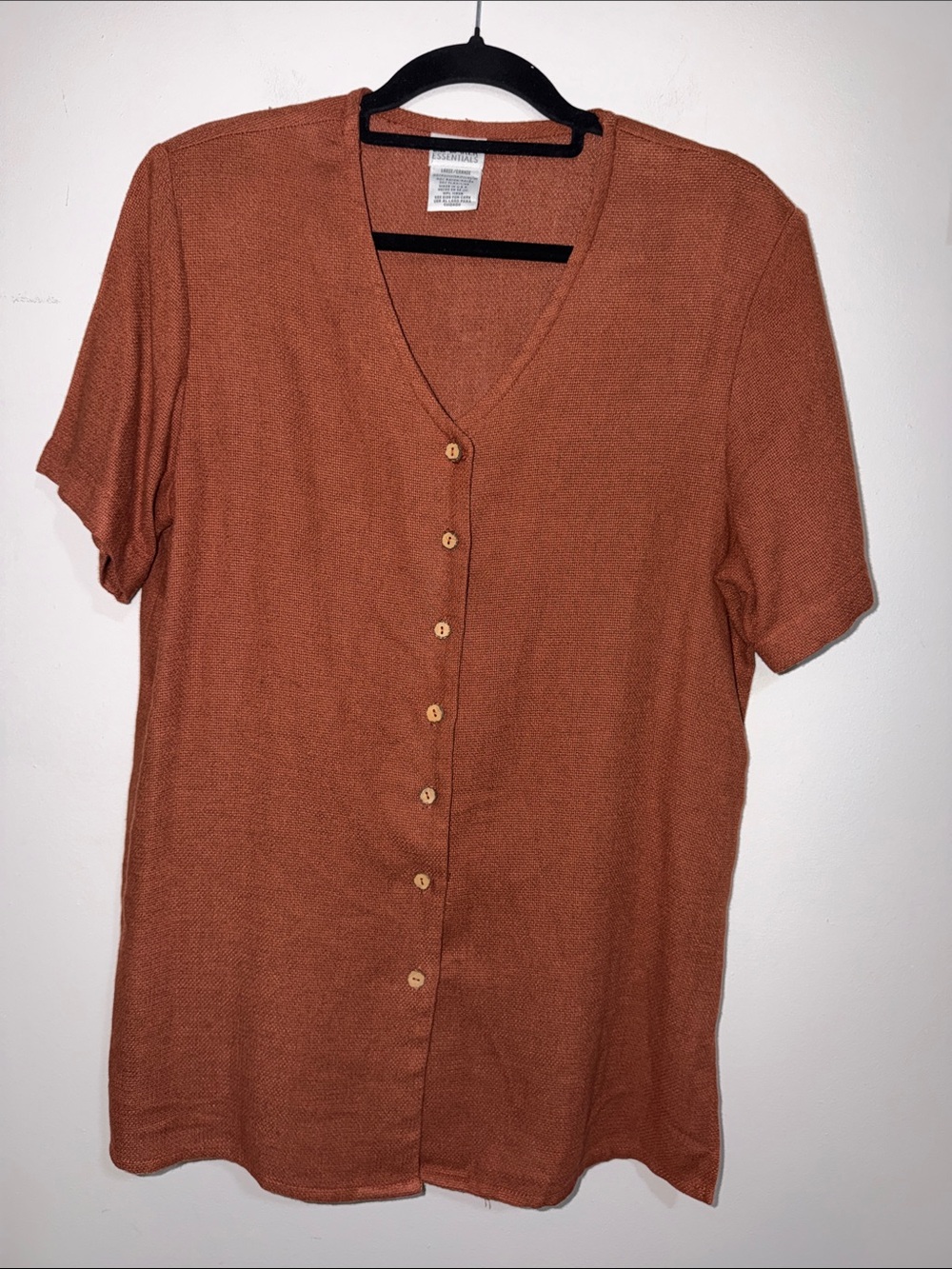 Liz Baker Rust Button-Front V-Neck Top